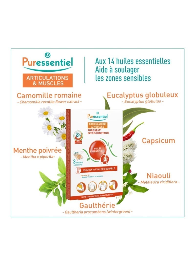 بيورإسنتيل رقع تسخين نقية للعضلات والمفاصل مع 14 زيتًا أساسيًا و3 رقع - Image 3